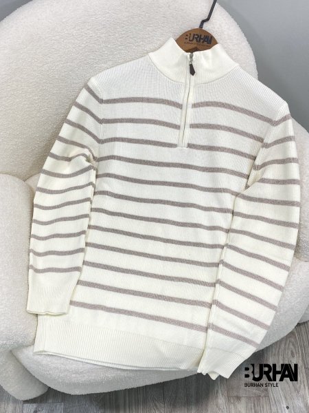 ابيض مقلم بيج