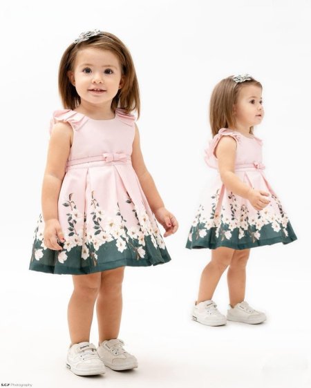 فستان مورد مع بندانة للشعر وحزام