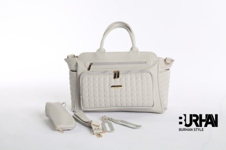 شنطة يد جلد مع فرشة غيار وحافظة حرارة