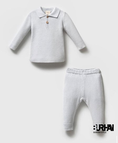 طقم قطعتين صوف ناعم مع قبة