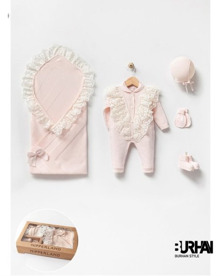 طقم مستشفى دانتيل صوف ناعم 5 قطع